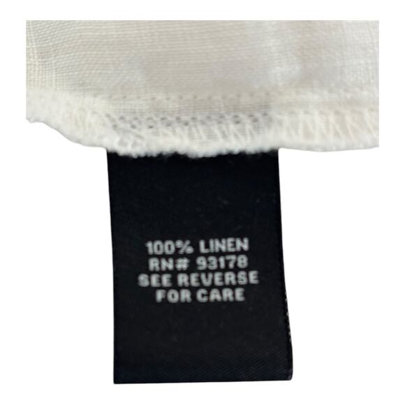 Premise Top Womens Medium White Linen‎ Blouse Pleated Bodice Minimalist Peasant - Picture 4 of 8